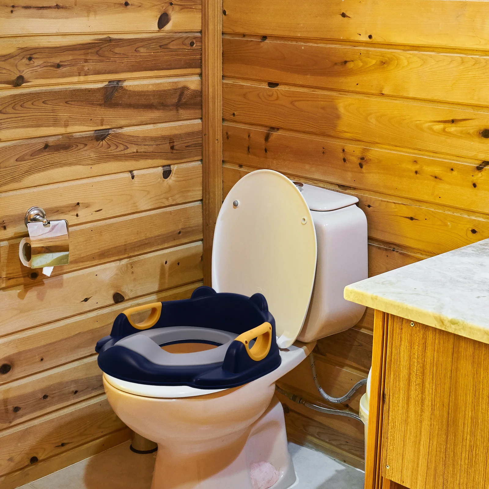 1 قطعة حلقة مدرب المرحاض للأطفال تصميم عالمي قدرة عالية على التكيف مبسطة مسند الظهر درابزين آمن قعادة التدريب