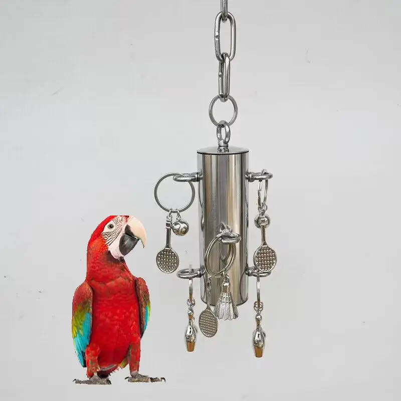 Medium and large-sized parrot bird supplies, stainless steel ringing bells, and durable toys for relieving boredom