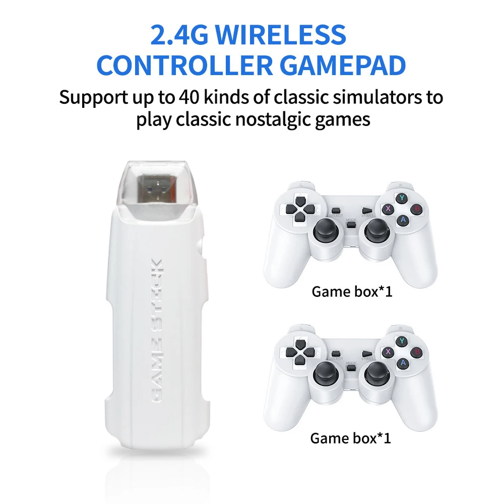 X2 MAX Video Game Console 4K HD 128G Built-in 40000 Games Wireless Controller TV Game Stick Retro Handheld Game Player for PS1