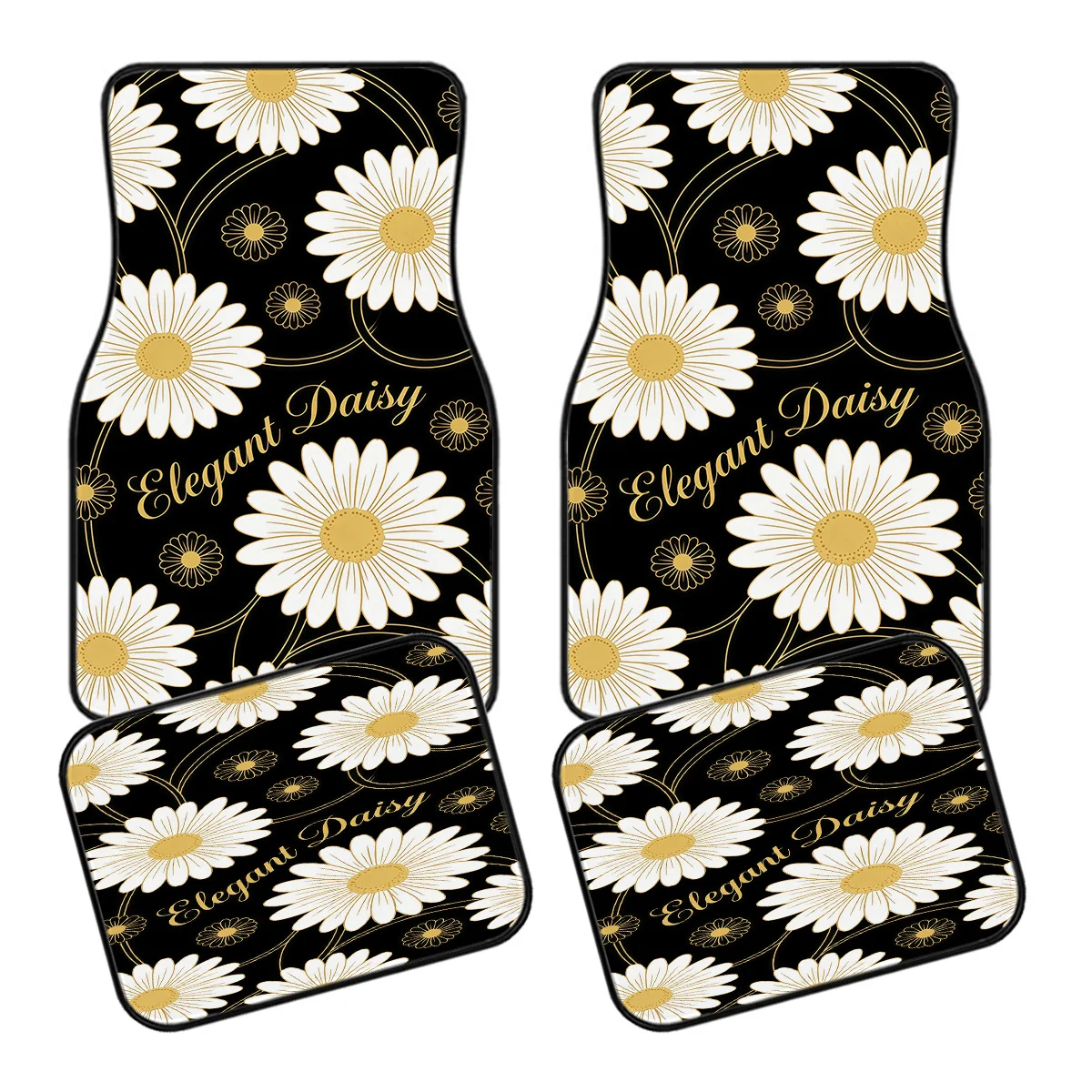 4pcs Car Floor Mats, Featuring A Unique And Design, Suitable For All Seasons. Comes With A Variety Of Colorful Floral Design P