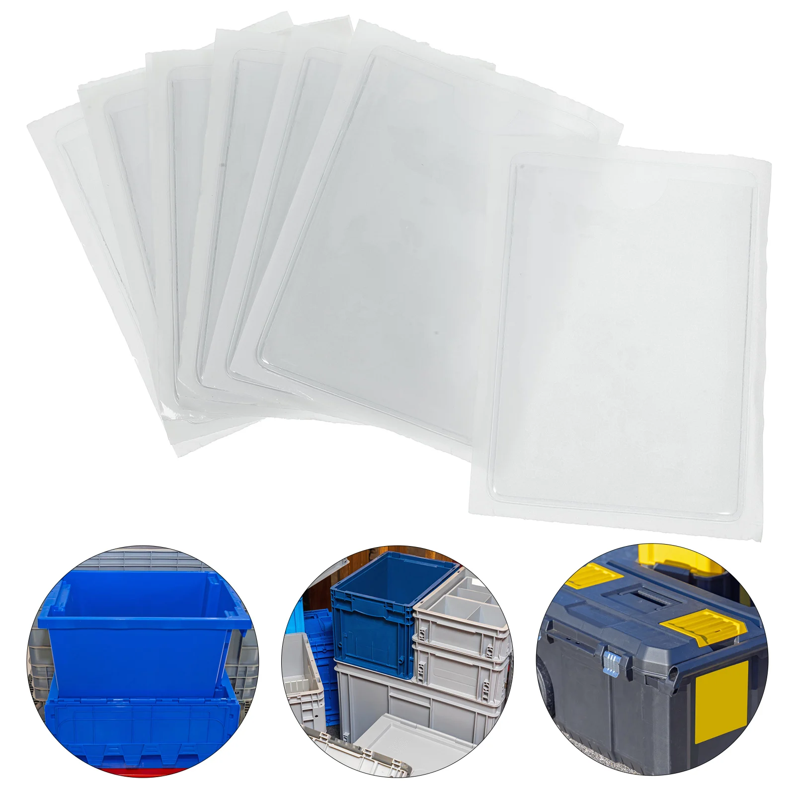 

10pcs Self-Adhesive Label Pockets Sturdy Pvc Holders Transparent Index Sleeves For Journals Notebooks Wall Warehouse Supplies