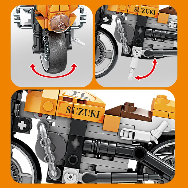 Building block puzzle assembly toys, motorcycle creative model ornaments, jigsaw puzzle gifts