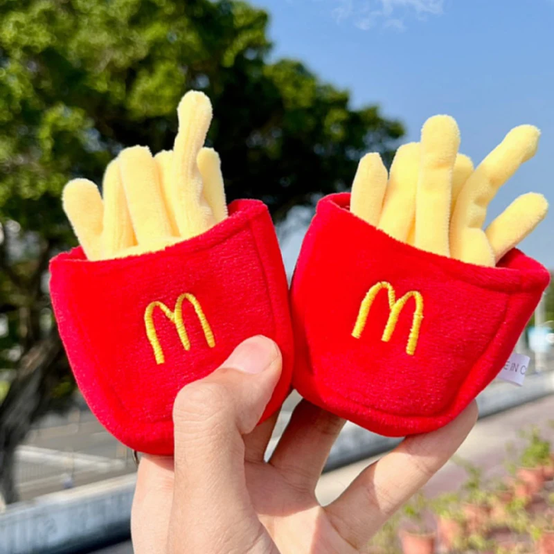 Cute French Fries Plush Pendant Keychain Couple Bag Pendant Creative Doll Small Doll Plush Toy Party Gift