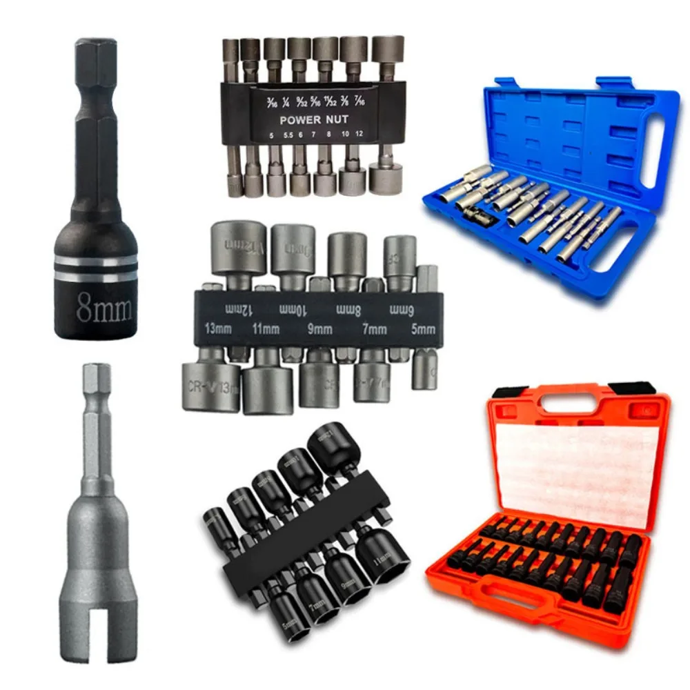 Hex Magnetic Socket Nut Screwdriver Drill Bit Adapter Electric Powerful Tool Extension Rod Pneumatic Screwdriver Insert Tool