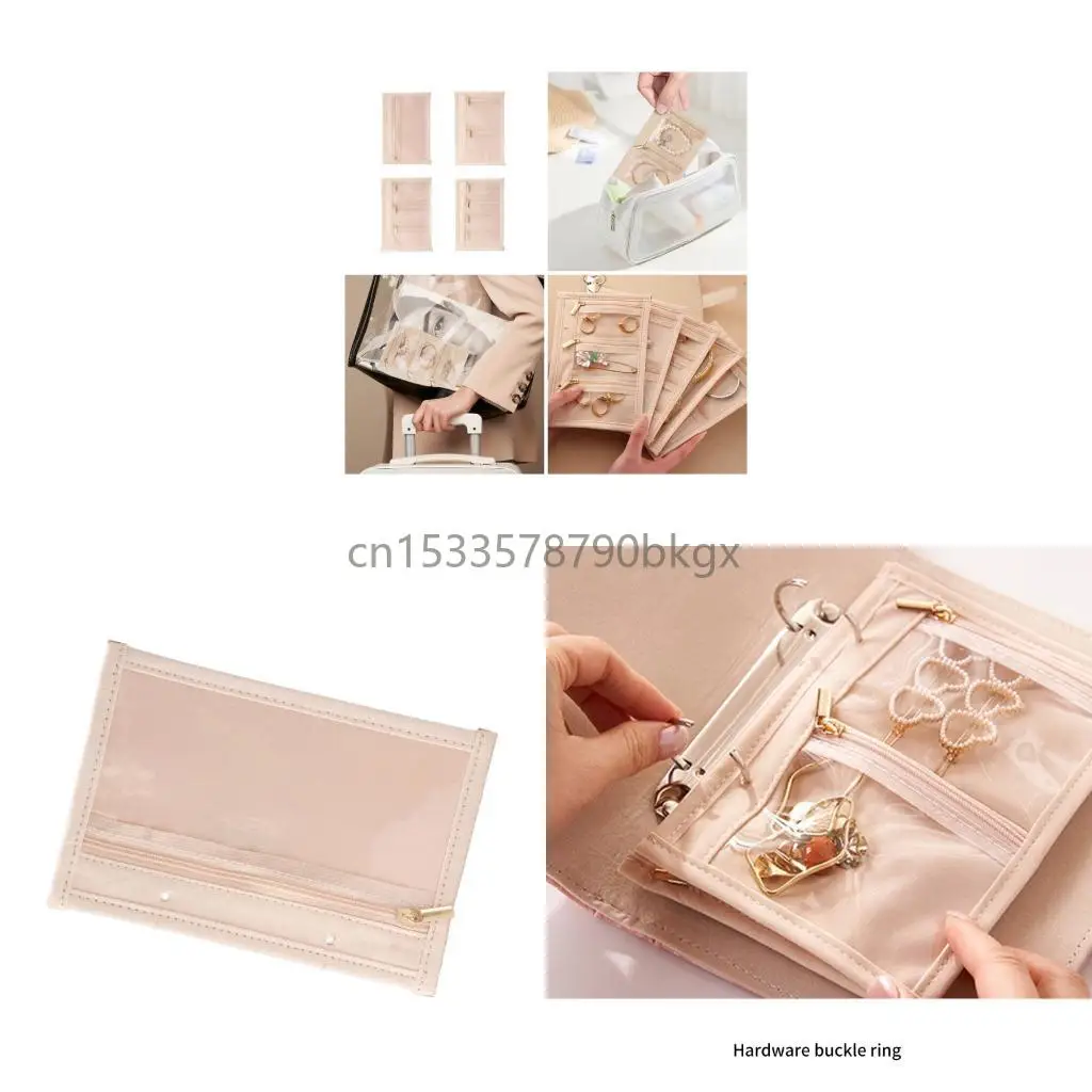 

Multi Compartment Jewelry Case Zippered Protective Bag For Travel Accessories J78E