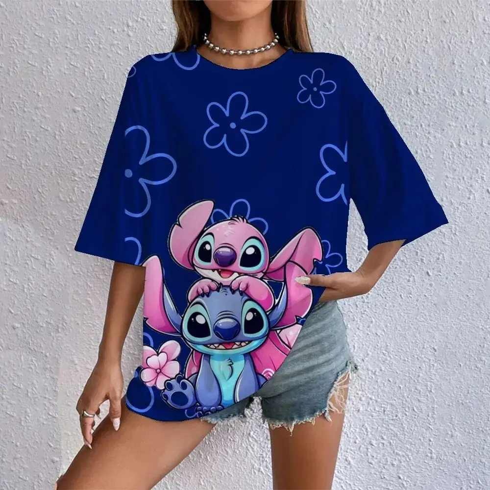 

Футболка Disney 2026 Stitch Disney Fun Cartoon, женская футболка Lilo Stitch, футболка с рисунком, футболка в стиле хип-хоп, женская одежда