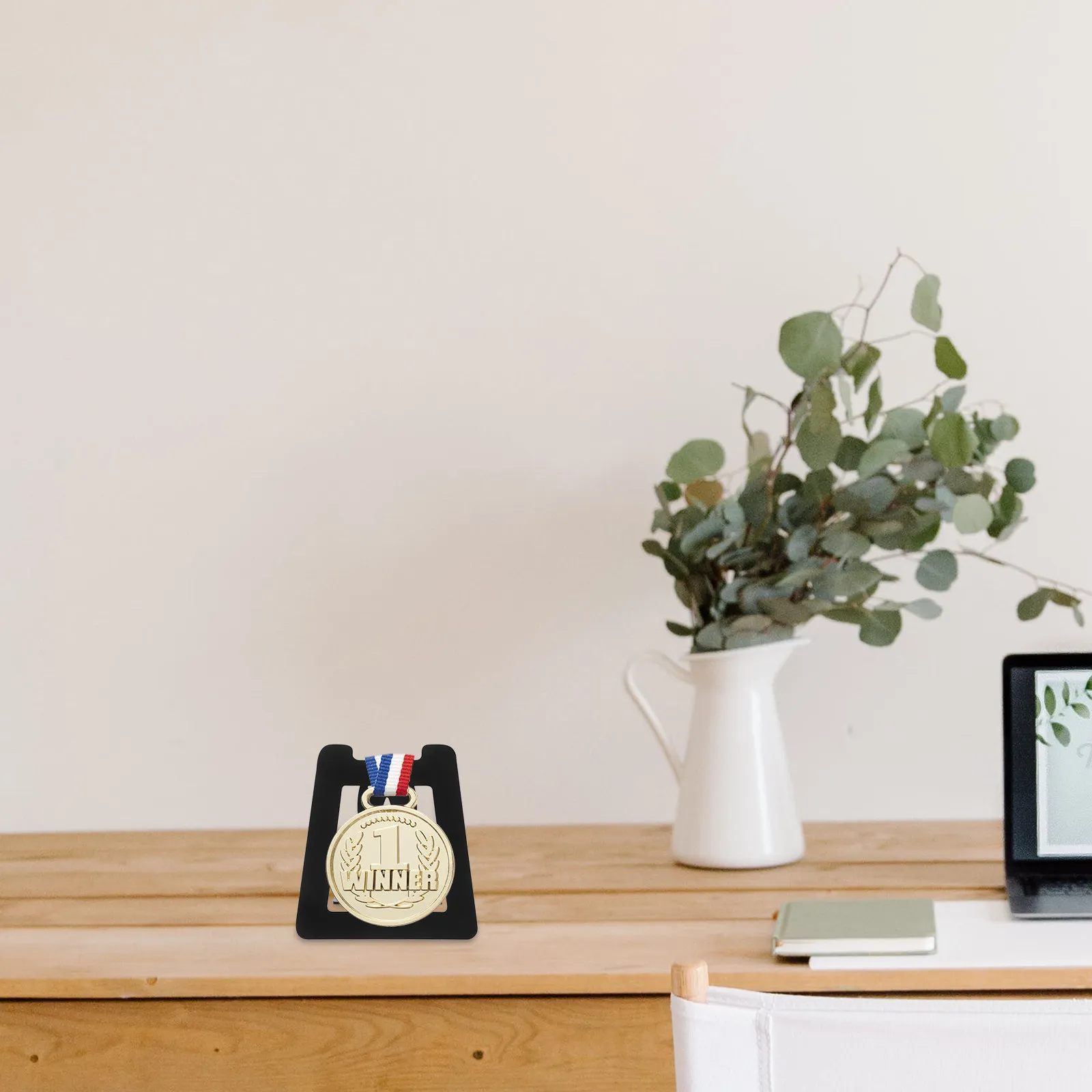 Premium Medal Display Stand Stainless Steel Tabletop Badge Holder Decorative Award Rack for Home Office Desktop Showing