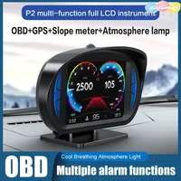 P2 Head Up Display OBD2 GPS Dual System Digtial Water Oil Temp Turbo Press lnclinometer HUD Car Gauge Speedometer Car Electronic