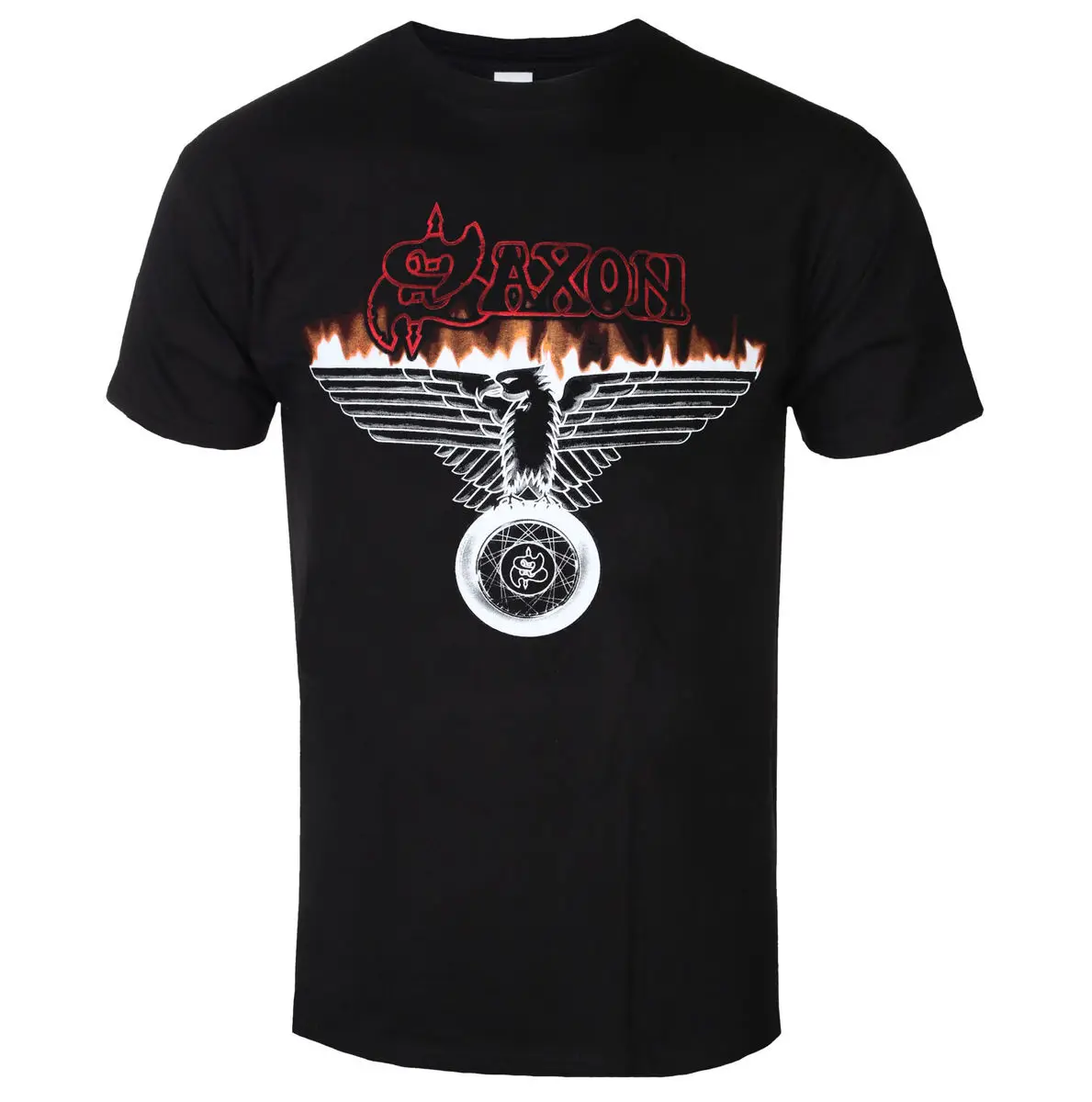 Saxon WHEELS OF STEEL Pattern Printing Summer Fashion T-Shirt Men Women Cotton T-shirt Casual Street Classic Band T-shirt