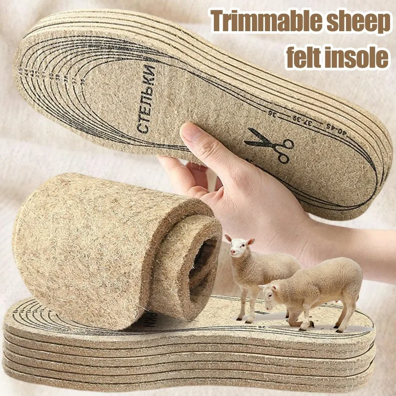 Diy Cut Out Wool Felt Insoles for Shoes Men Women Warm Shock-absorbing Insoles Shoes Pad Shoes Pad Warm Heated Insole