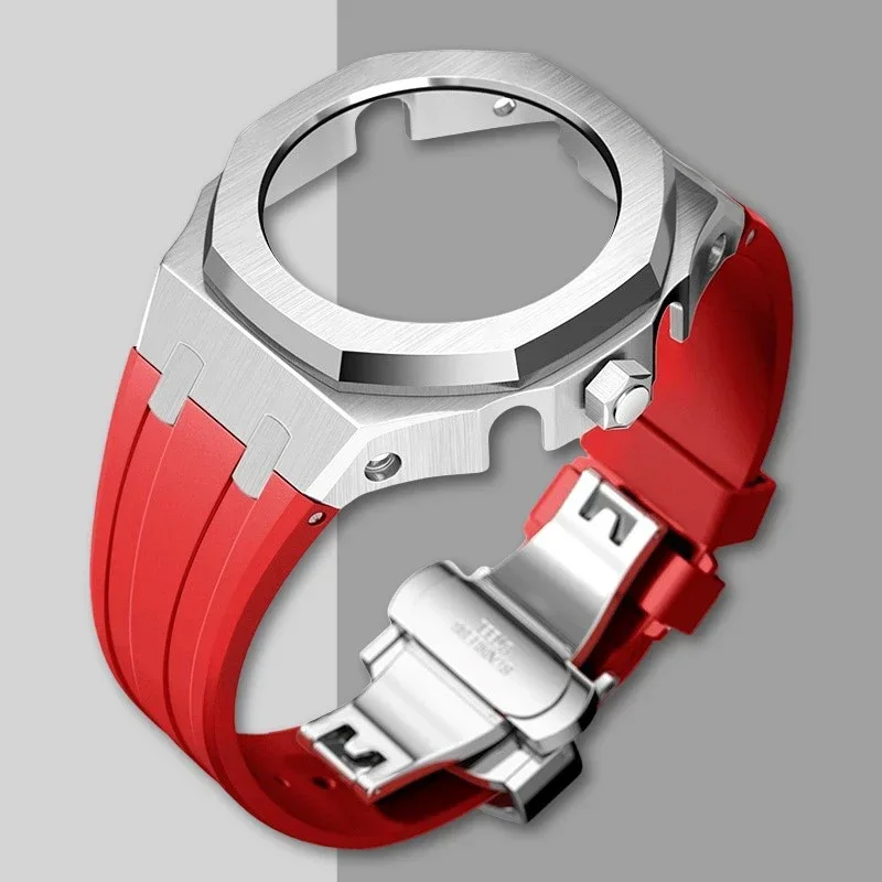 Nieuwe Gen5 Casioak Rvs Case voor G-Shock GA2100 Mod Kits Modificatie Kit Metalen Bezel Rubberen Band voor GA2110 GAB2100