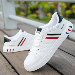 2024 Mens Casual Sneakers New Fashion Lace-up White Shoes Student Comfort Sports Plus Size Vulcanized Shoes Zapatillas De Hombre