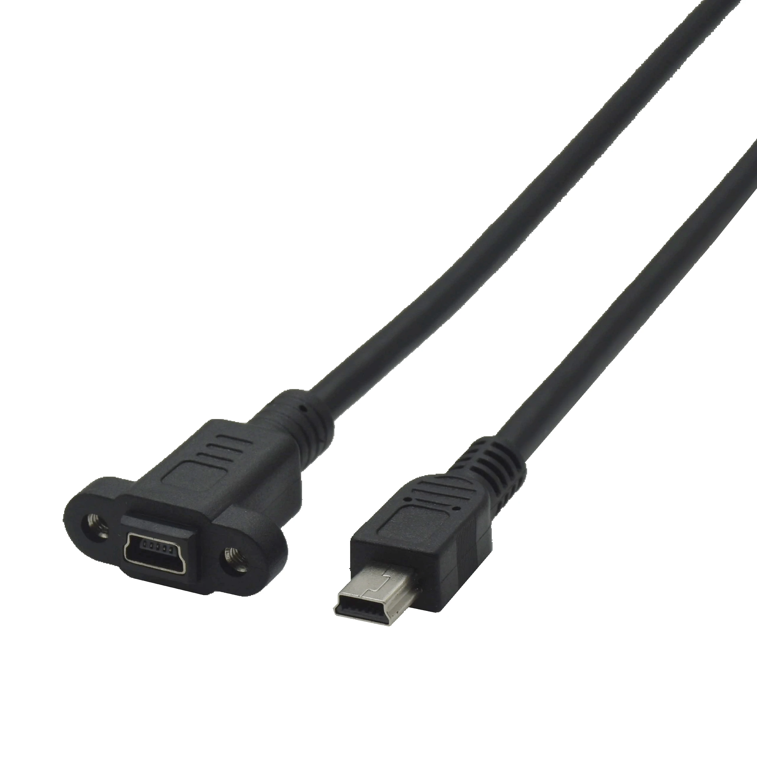 Kabel przedłużający Micro USB Type-C USB 2.0 męski na Mini USB Type-C żeński 5-pinowy, raster 17 mm, z otworami do montażu panelowego na śruby. — zdjęcie produktu 3