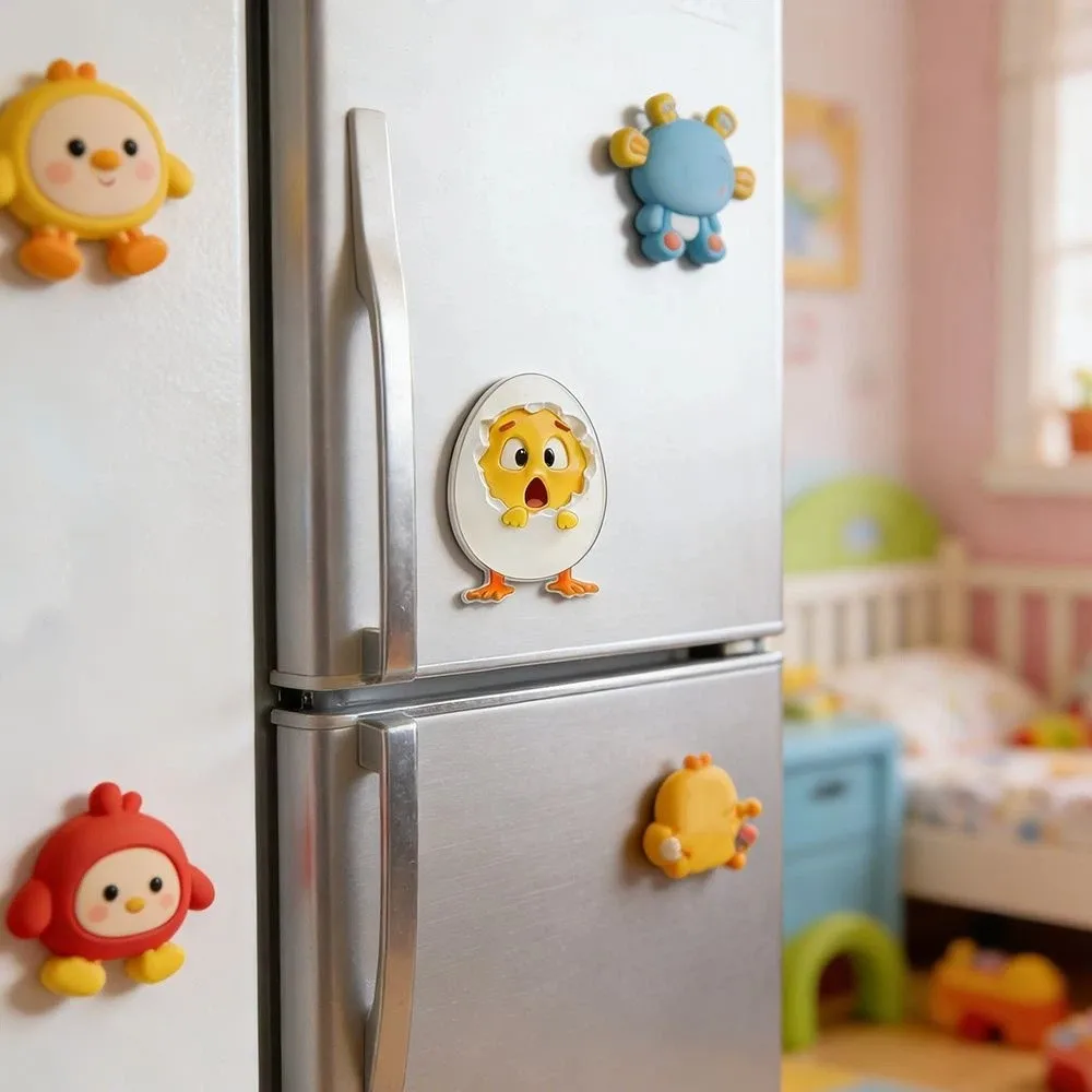 Mini Resin Chick Refrigerator Sticker Animal 2D Creative Fridge Magnets Funny Decoration Simulation Chicks Hatch Eggs Kitchen
