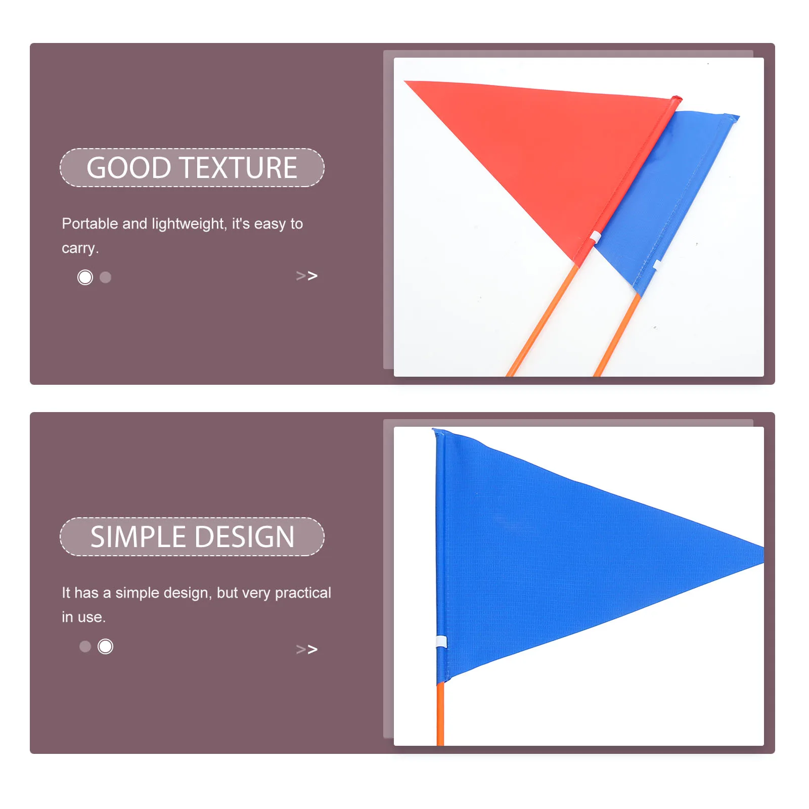 

2 Sets Bike Flags For Safety Cycling Advertising Decor Rear Triangle Flag With Pole Wind-Resistant Lightweight Easy Install