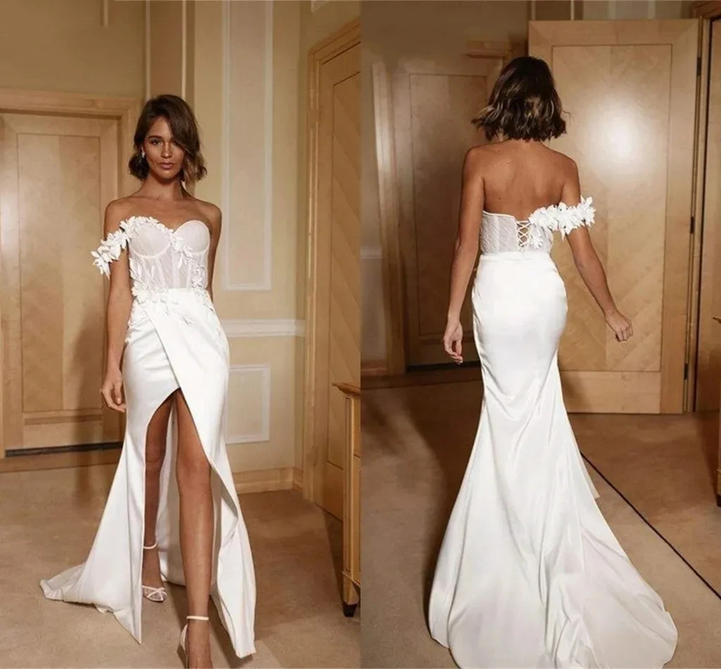 

Elegant Ladies bridal Party dress Sexy mermaid Sweetheart backless split beach garden photography romantic wedding dress