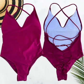 Solid One Piece Swimsuit Women Swimwear 2025 New Bikini Sexy Bodysuit Plus Size Bathing…