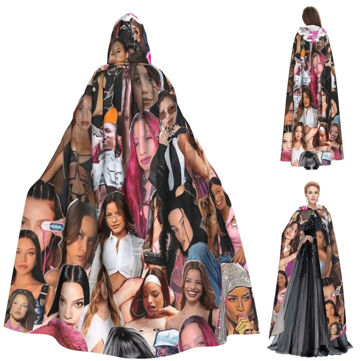 MP3 إميليا Mernes عباءة طويلة مقنعين الساحرة القرون الوسطى زي تأثيري كيب هالوين معطف الكبار للجنسين #1