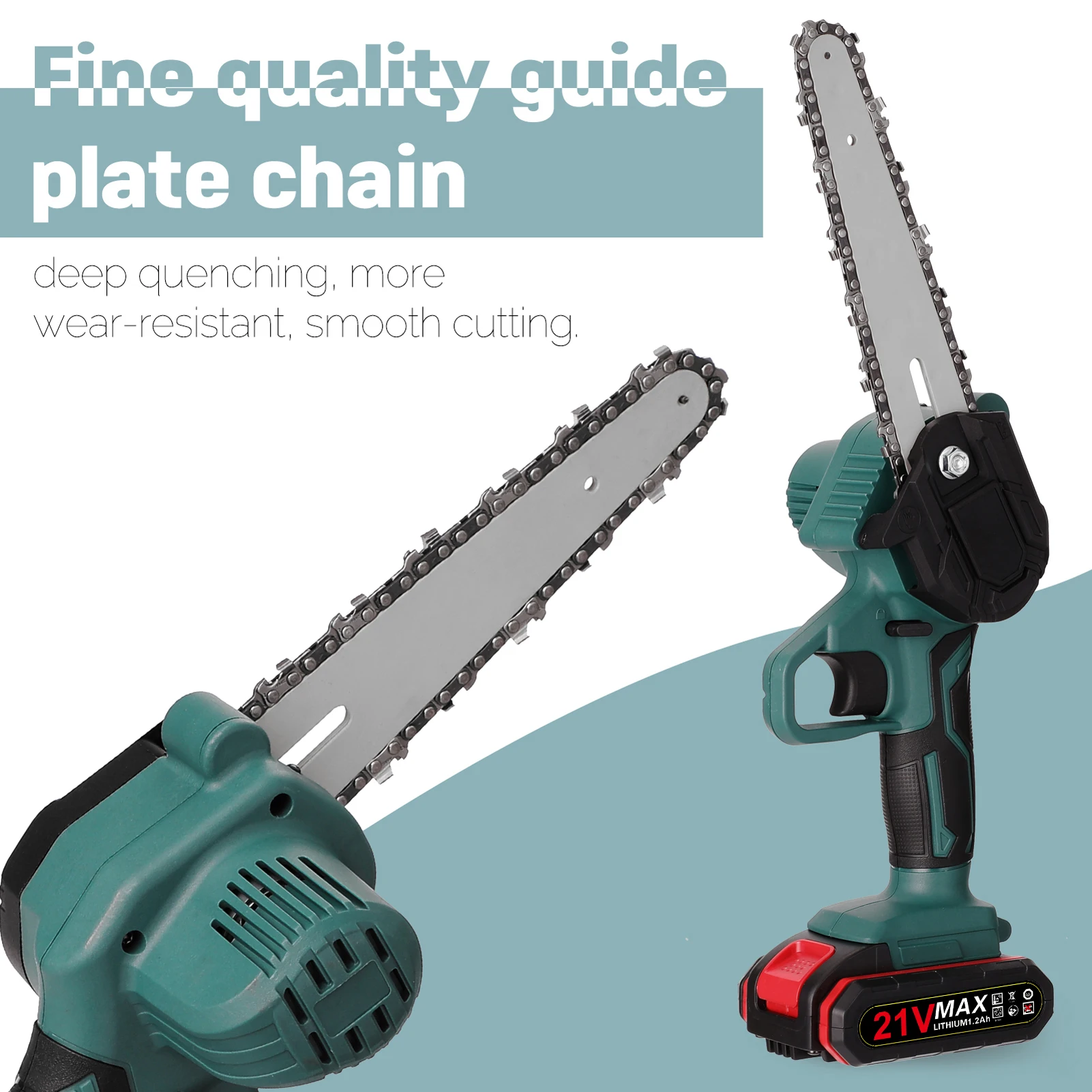 21V Two Battery Portable  Electric Pruning Saw 21V 1200mAh Ergonomic Handle Handheld Chain Saw for Tree Branches Courtyard