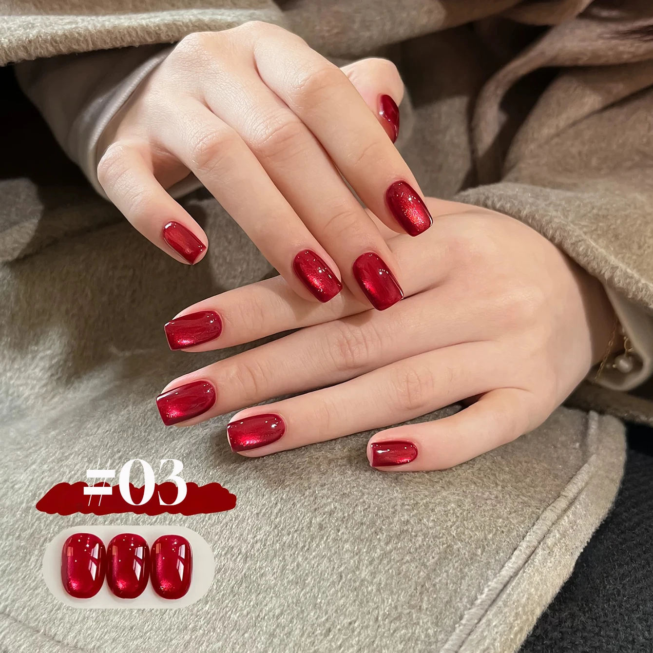 1pcs TC New Year Fortune Red Luck Cat Eye Gel Nail Polish 2026 New Flash Whitening Versatile Wine Red Glass Bead Nail Art view 6