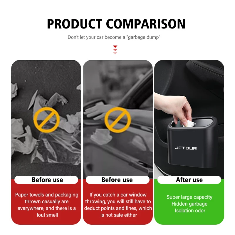 Waterproof Leak‑Proof Universal Car Trash Bin Multifunctional Garbage Case Storage Holder For Jetour X70 PLUS FL Shanhai L9 T1 T - view 5