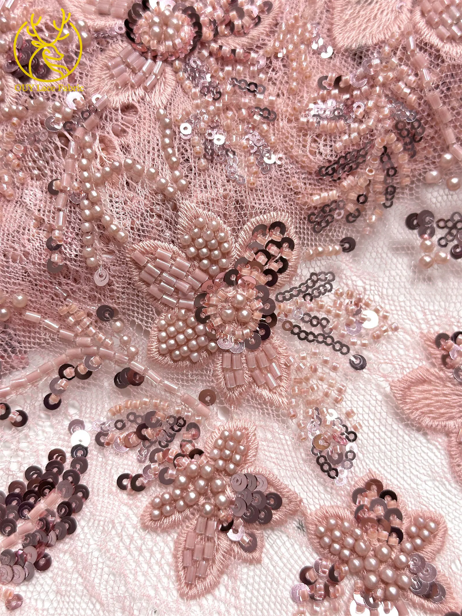 2026 Eleganter afrikanischer Perlen-Bräutigam-bestickter Spitzenstoff, 5 Yards, nigerianischer französischer Pailletten-Spitzenstoff zum Nähen von Hochzeitskleidern – Detail 18