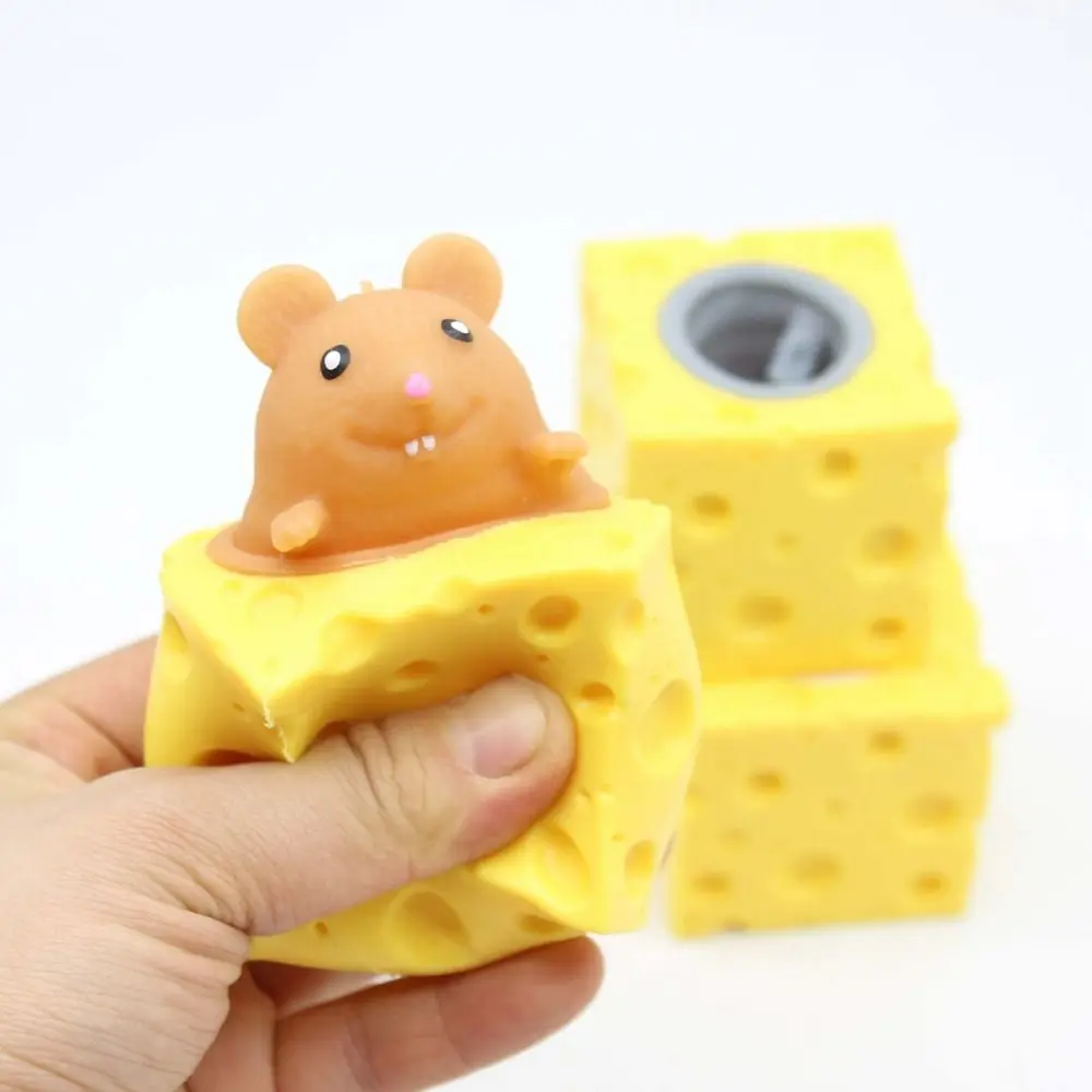 Nowa zabawka dekompresyjna PVC Cheese Mouse Stress Relief Squeeze Anti Stress Toy Pop Up Toys Gift Fidget Toys dla dorosłych