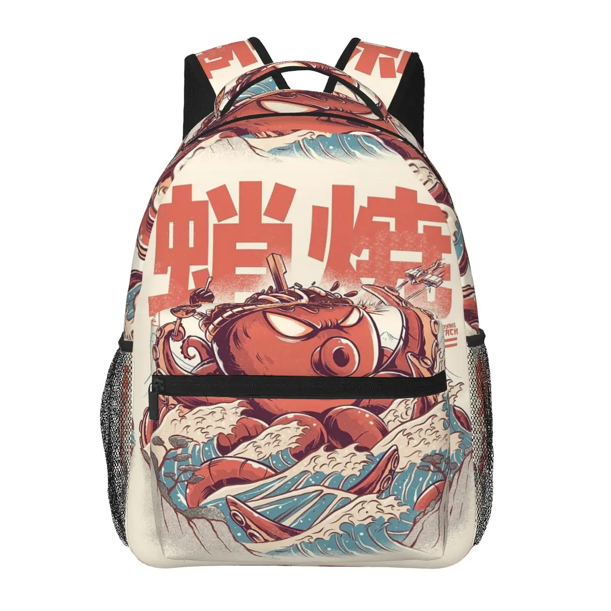 Takoyaki Attack Backpacks Boys Girls Bookbag Students School Bags Cartoon Travel Rucksack Shoulder Bag Large Capacity