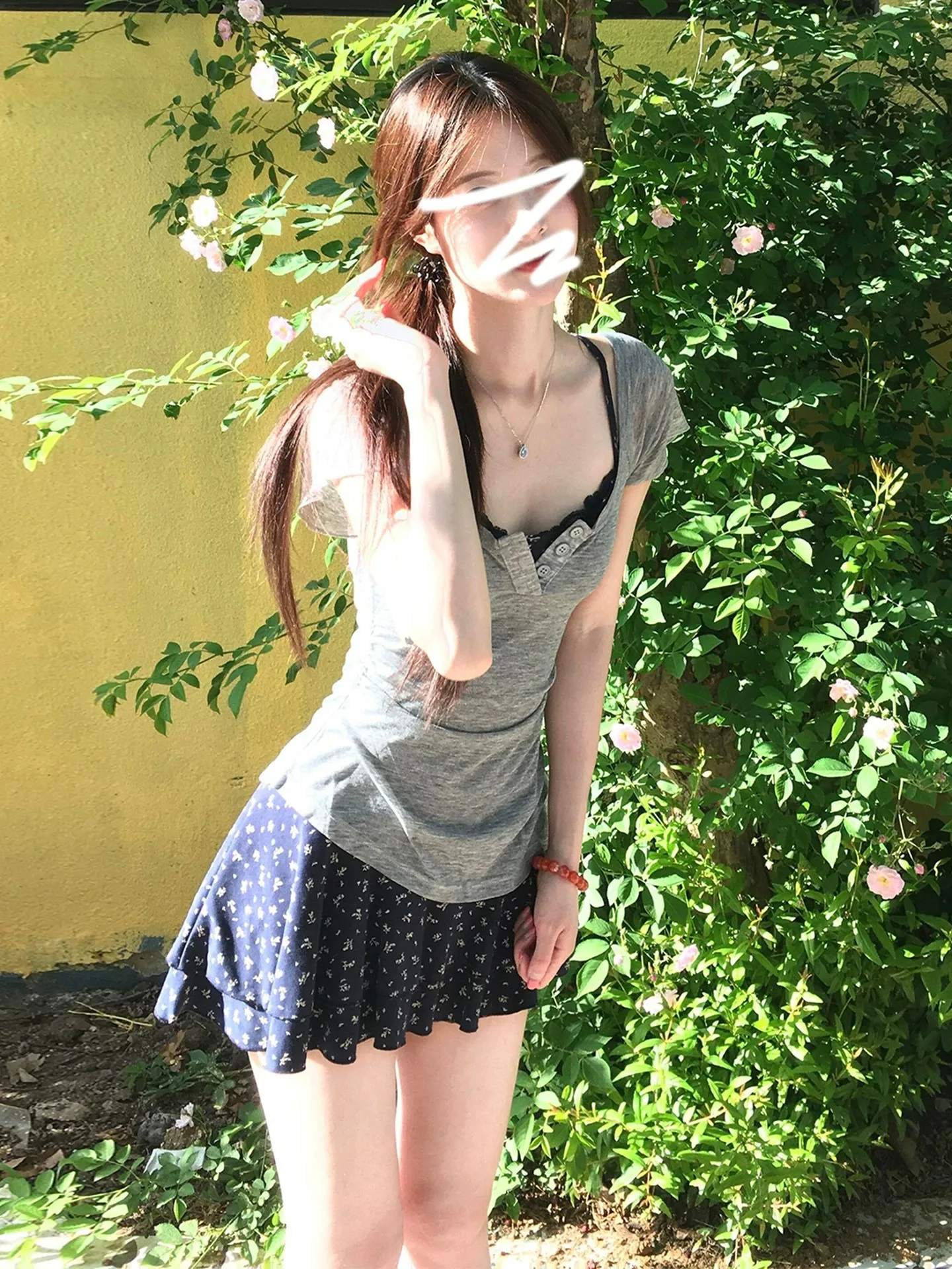 

Summer Floral Halter Dress Women's High Waist Cinched Waist Beach Vacation Dress Breathable Short Sleeve V-Neck T-Shirt Style