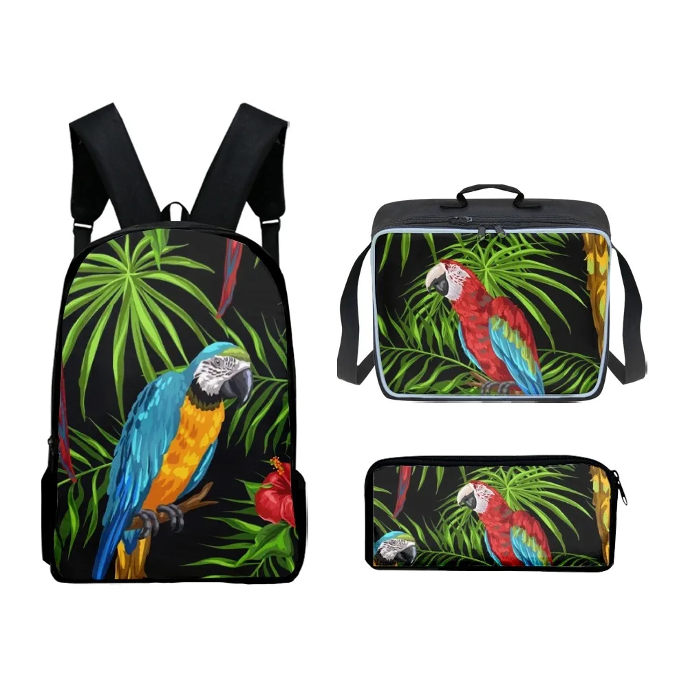 

Trendy Youthful Funny Anime parrot 3D Print 3pcs/Set Student Travel bags Laptop Daypack Backpack Lunch Bag Pencil Case