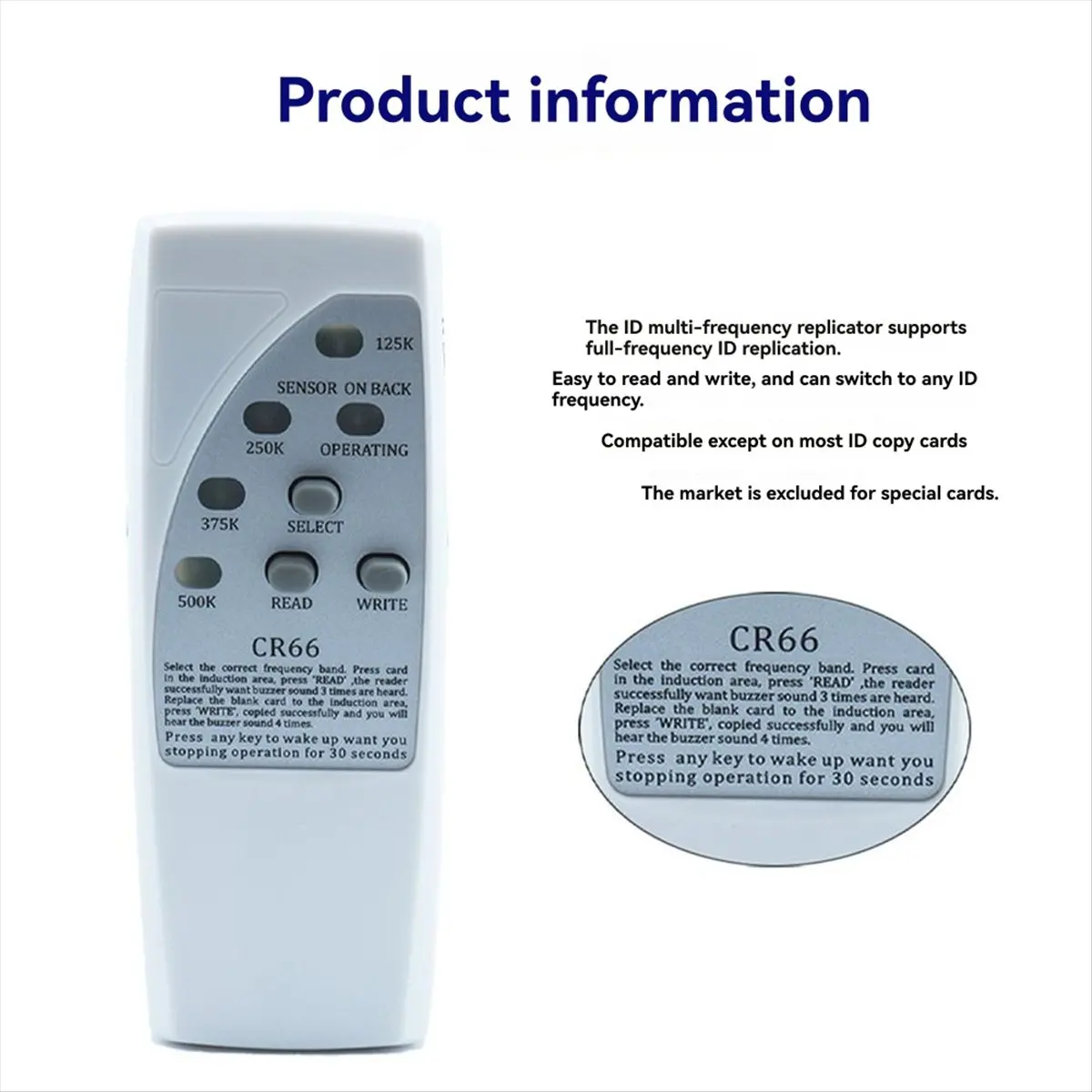 

Handheld RFID Smart Chip Reader Writer+3x5200 Keychain 125Khz ID Copier Duplicator ID Tags Programmer for EM4305 T5577