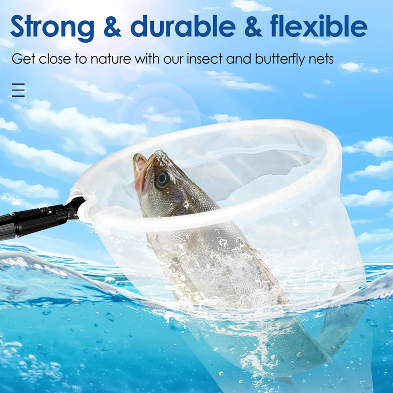 Bug Net Butterfly Catching Net Fish Nylon Net With Telescopic Handle For Adults & Kids,Extendible From 37 Inch To 68 Inch.