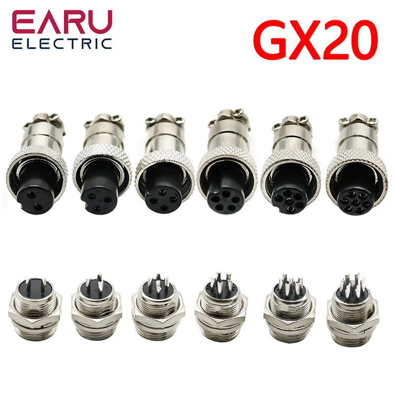 1Set GX20 Aviation Connector Plug Socket Circular Connector 2 3 4 5 6 7 8 9 10 12 13 14 15 Pin M19 19mm Cable Wire Male Female