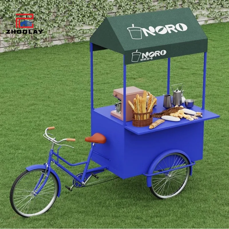 custom.Outdoor Night Market Stall Beverage Car Three Wheeled Iron Art Float Food and Snack Market Stall Sweets