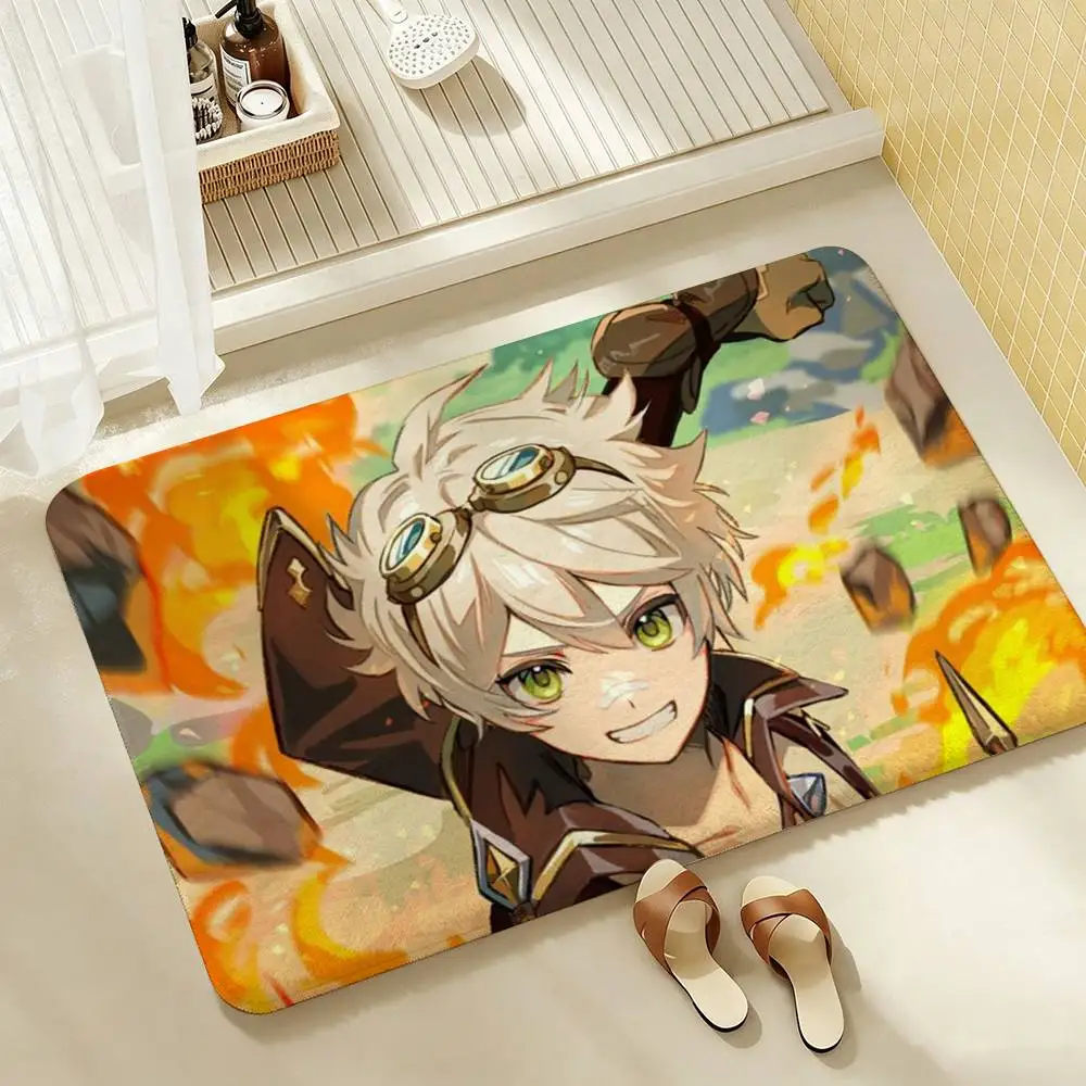 Bennett Genshin Impact  Shower Room Absorbent Small Floor Mat Soft Comfortable Decorative Foot Mat