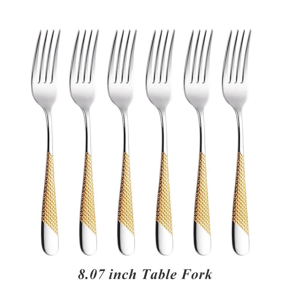 8 Inch Forks Set of 6 Stainless Steel Table Cake Forks High-Gloss Polished Cutlery Set Inox Flatware Dishwasher Safe