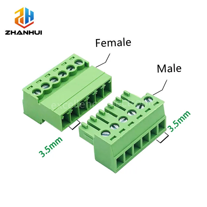 1Set 15EDGRK-3.5mm Aerial Butt Solderless Terminal Block - 2-12Pin Male-Female Plug-in Socket for Industrial Wiring