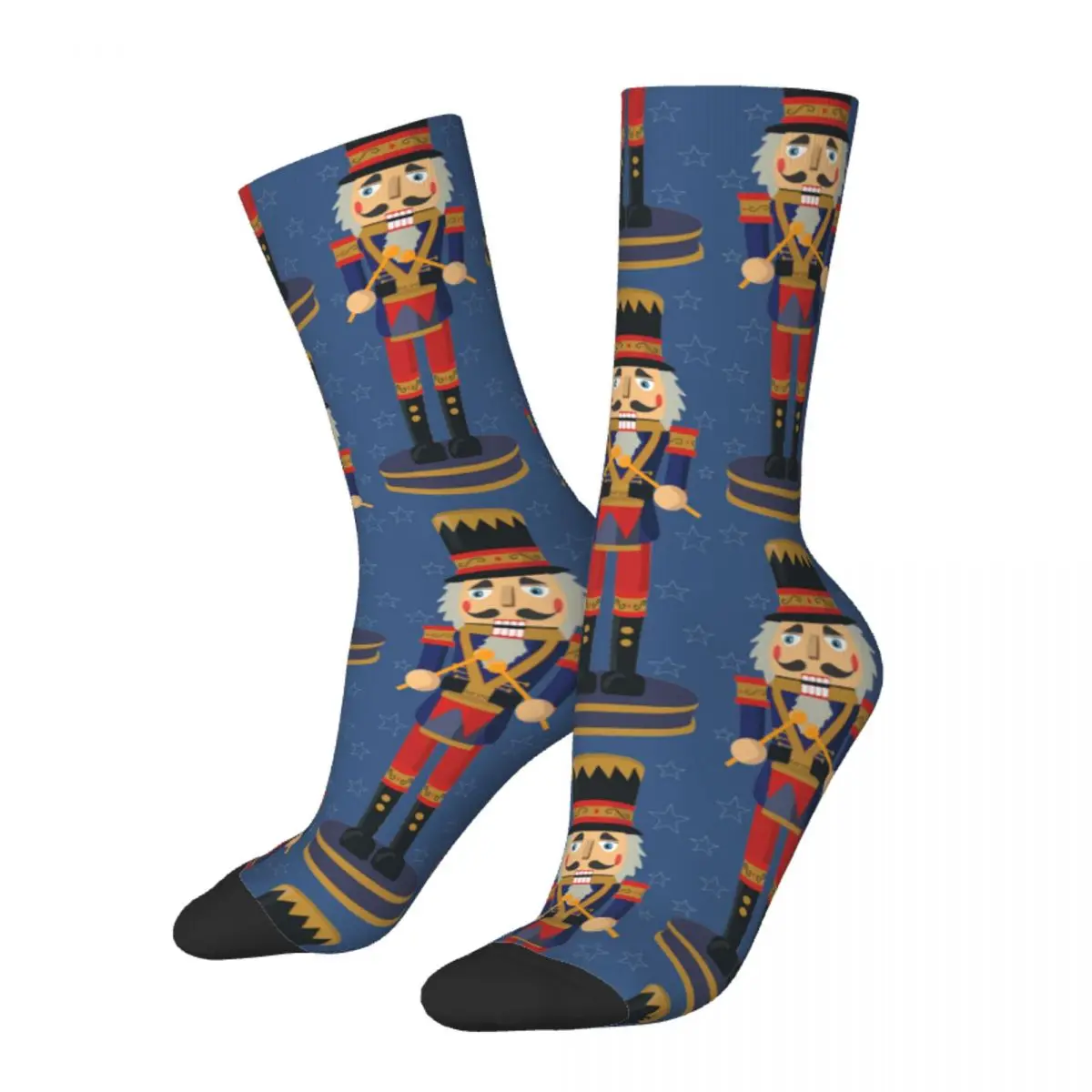 Nutcracker Toy Soldier Drummer Blue Socks Men Women Socks High Quality Spring Summer Autumn Winter Middle Tube Socks Gifts