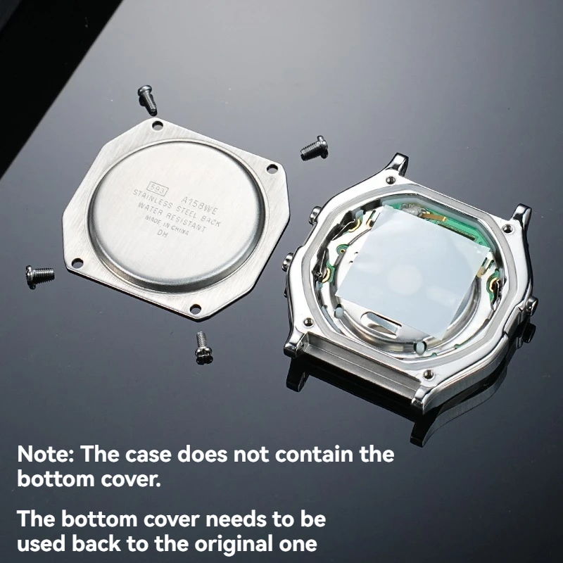 طقم عصري من الفولاذ المقاوم للصدأ لـ Casio A158/A159 WA/F91-إطار معدني مع عدسة زجاجية مقاومة للماء |   اكسسوارات الساعات DIY