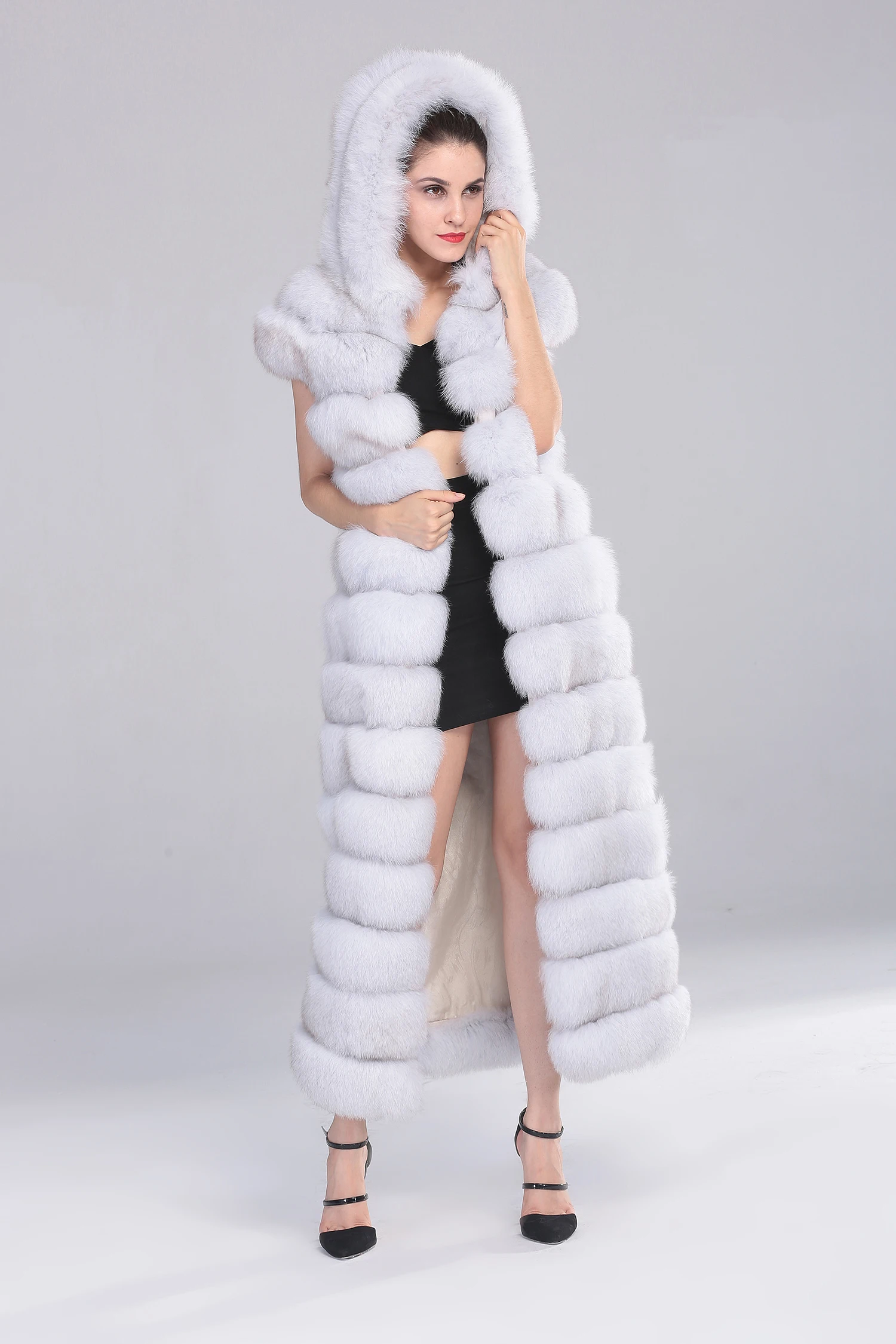 Natural fox fur vest ladies winter autumn coat warm vest women's real fur vest genuine fur coat