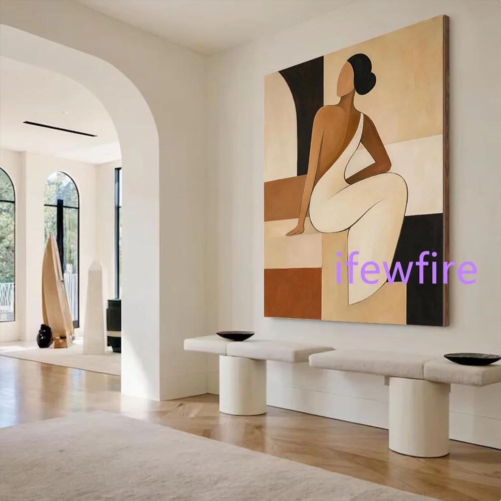 100% Handmade Abstract Oil Painting Top Thick Layer Knife Arts Canvas Mural Fashion Girl Wall Art Picture for Living Room Decor