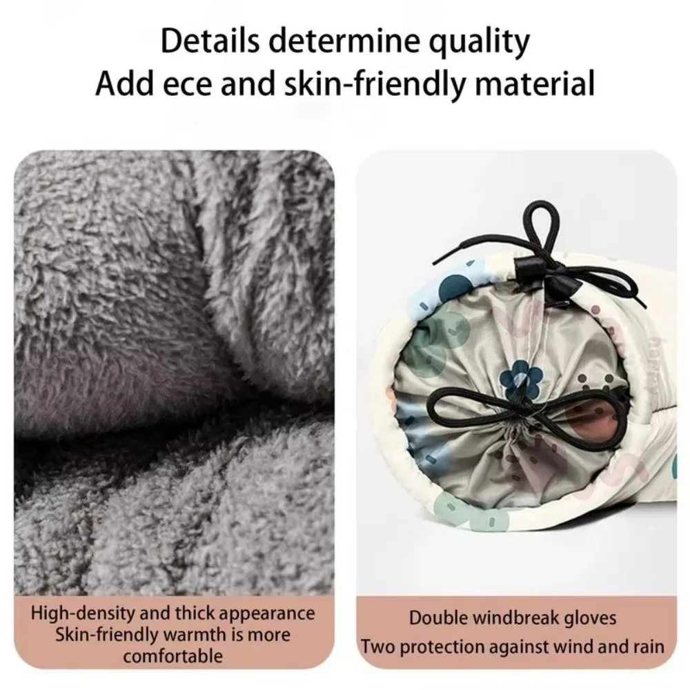 Waterproof Motorcycle Handlebar Gloves Winter Hand Protector Liner Warm Handle Cover Gloves Windproof Motorbike Scooter