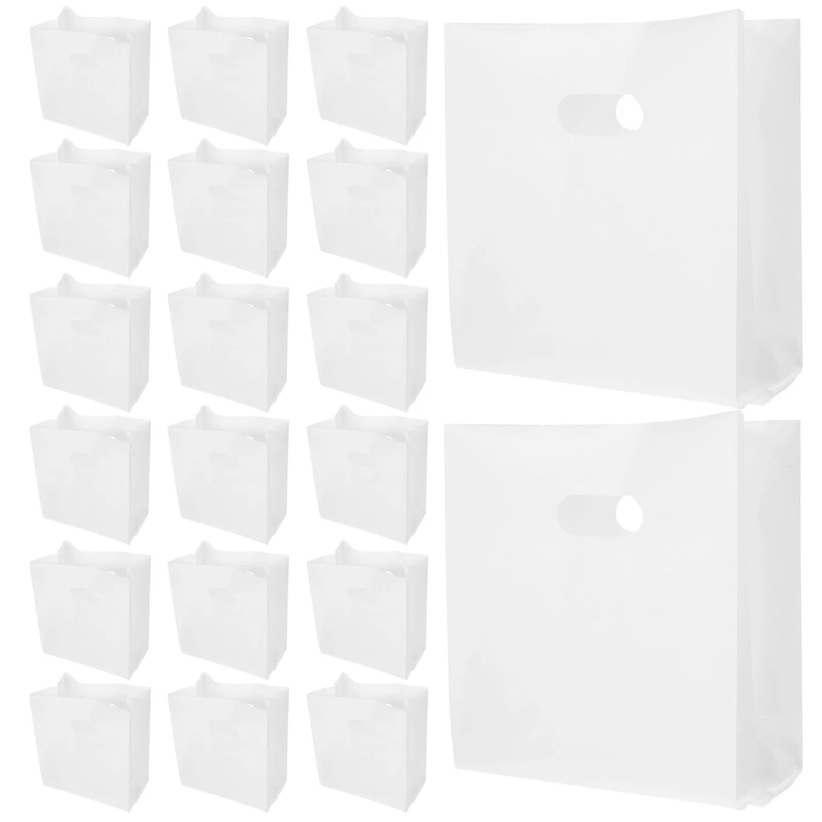 

50pcs Food Plastic Bags 22x33cm White Handles Bakery Cakes Snacks Reusable Packaging Grocery Party Favor Bags