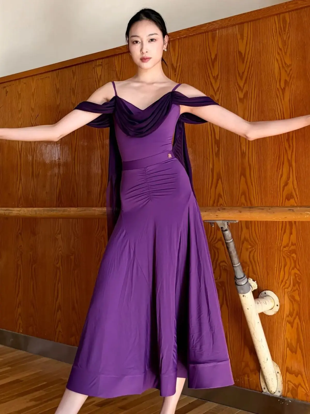 왈츠 현대 무용 의류 여성 보라색 볼룸 댄스 공연 드레스 여성 라틴 댄스 경연 대회 정장 SL14570