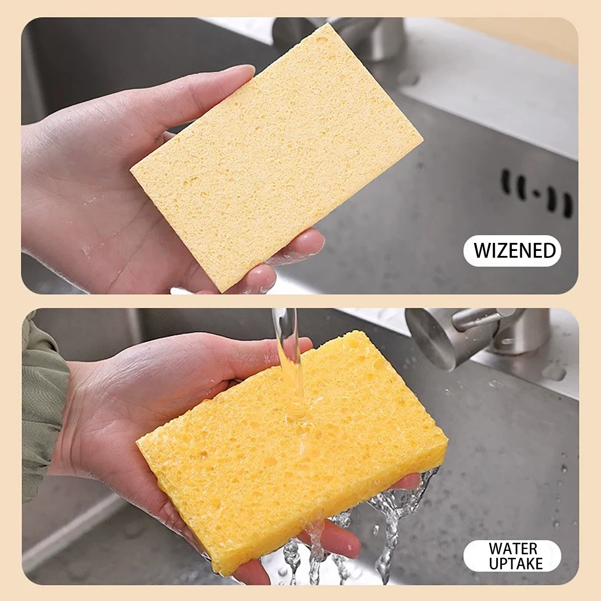 5pcs Compressed wood pulp dishwashing cotton, water swelling pulp sponge, kitchen absorbent towel, cleaning block cloth