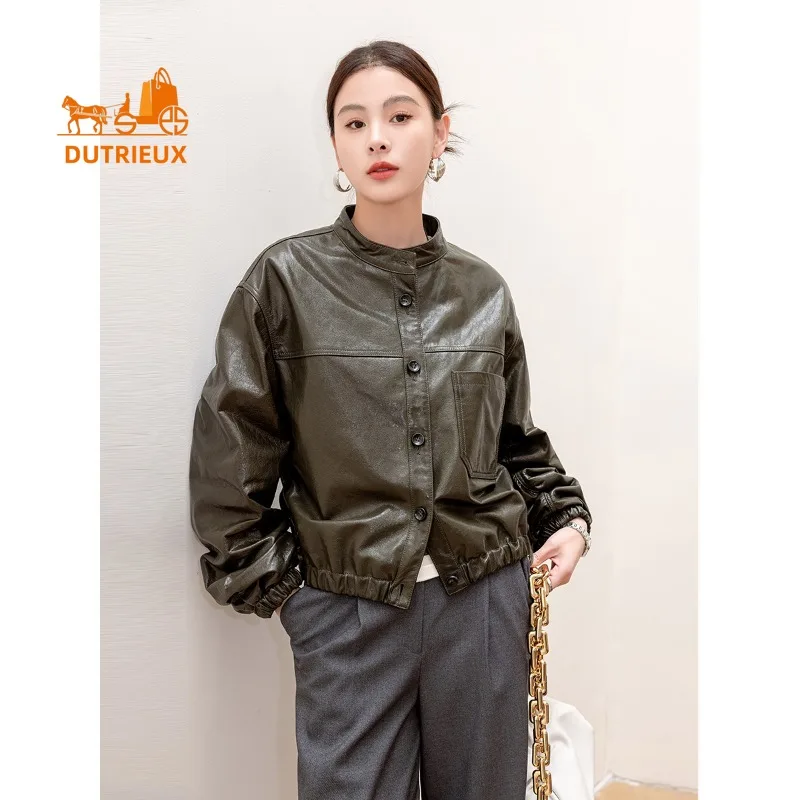 

2025 New Autumn Women's Short Motorcycle Leather Jacket, 100% Real Sheepskin, Luxury Fashion and Elegant Women's Coat