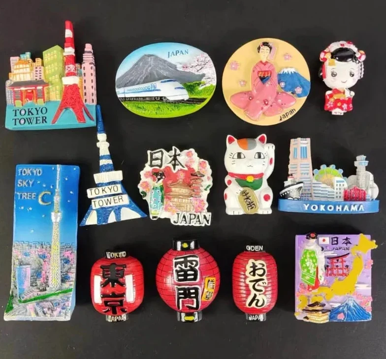Imán de nevera de recuerdo turístico japonés, decoración de Japón Tokyo, pegatina magnética de nevera 3D, recuerdo, cocina, decoración del hogar