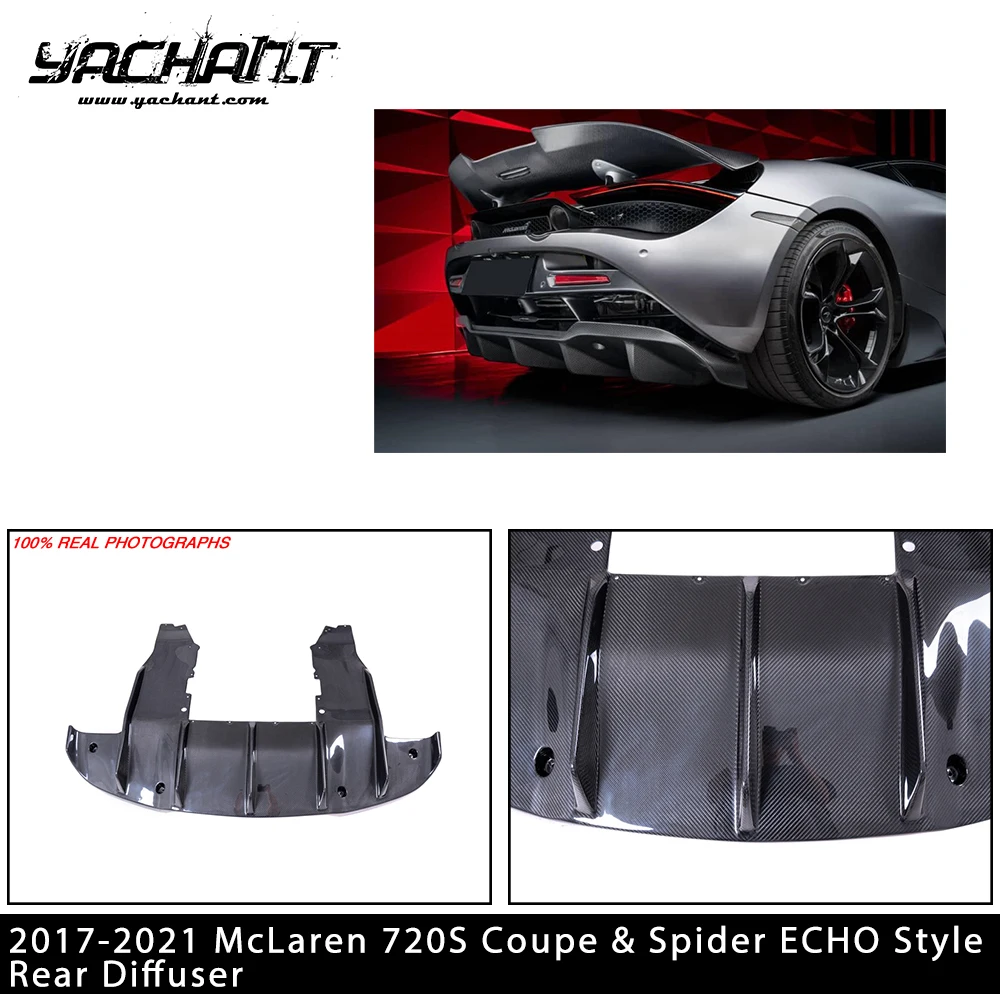 Car-Styling Accessories Dry Carbon Fiber DCF Rear Diffuser ECHO Style Fit For 2017-2021 McLaren 720S Coupe & Spider