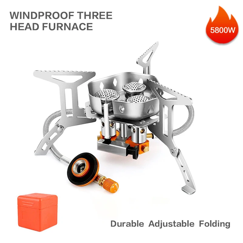 

Camping Stove Tourist Portable Outdoor Windproof Stove Camping Picnic BBQ Survive Burner 5800W Big Power Foldable Gas Stoves