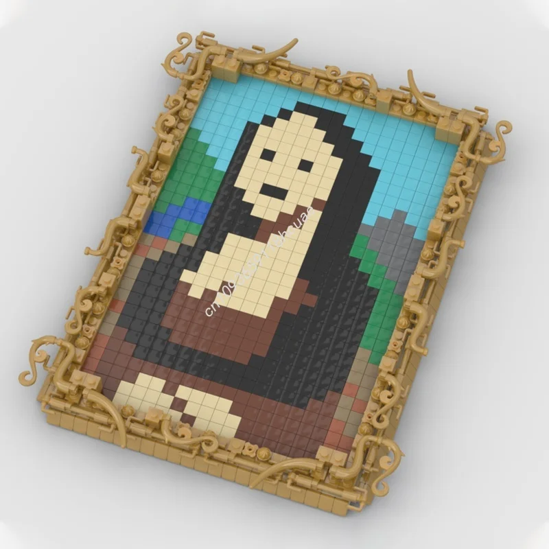 1301 pz MOC Cornice Foto Mona Lisa Modello Building Blocks Costruzione Idea FAI DA TE Giocattoli Educativi Mattoni Regalo Di Natale Per Bambini Compleanno